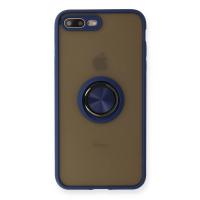 Newface iPhone 7 Plus Kılıf Montreal Yüzüklü Silikon Kapak - Lacivert