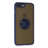 Newface iPhone 7 Plus Kılıf Montreal Yüzüklü Silikon Kapak - Lacivert