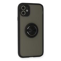 Newface iPhone 11 Kılıf Montreal Yüzüklü Silikon Kapak - Siyah