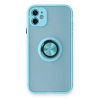 Newface iPhone 11 Kılıf Montreal Yüzüklü Silikon Kapak - Buz Mavi
