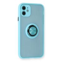 Newface iPhone 11 Kılıf Montreal Yüzüklü Silikon Kapak - Buz Mavi