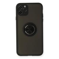 Newface iPhone 11 Pro Kılıf Montreal Yüzüklü Silikon Kapak - Siyah