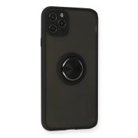 Newface iPhone 11 Pro Kılıf Montreal Yüzüklü Silikon Kapak - Siyah