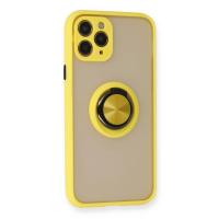 Newface iPhone 11 Pro Max Kılıf Montreal Yüzüklü Silikon Kapak - Sarı