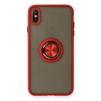 Newface iPhone X Kılıf Montreal Yüzüklü Silikon Kapak - Kırmızı