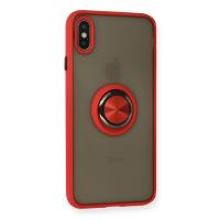 Newface iPhone X Kılıf Montreal Yüzüklü Silikon Kapak - Kırmızı