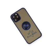 Newface iPhone 12 Pro Kılıf Montreal Yüzüklü Silikon Kapak - Lacivert