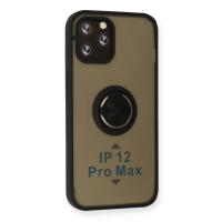 Newface iPhone 12 Pro Kılıf Montreal Yüzüklü Silikon Kapak - Siyah