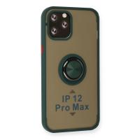 Newface iPhone 12 Pro Kılıf Montreal Yüzüklü Silikon Kapak - Yeşil