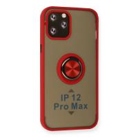 Newface iPhone 12 Pro Max Kılıf Montreal Yüzüklü Silikon Kapak - Kırmızı