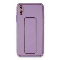 Newface iPhone X Kılıf Coco Deri Standlı Kapak - Koyu Lila