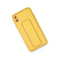 Newface iPhone XS Max Kılıf Coco Deri Standlı Kapak - Sarı