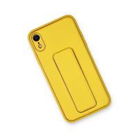 Newface iPhone XR Kılıf Coco Deri Standlı Kapak - Sarı