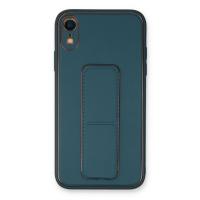 Newface iPhone XR Kılıf Coco Deri Standlı Kapak - Mavi