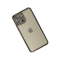 Newface iPhone 12 Pro Kılıf Joke Taşlı Silikon - Siyah