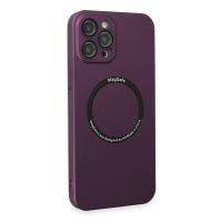 Newface iPhone 12 Pro Max Kılıf Jack Magneticsafe Lens Silikon - Mürdüm