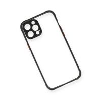 Newface iPhone 12 Kılıf Miami Şeffaf Silikon - Siyah