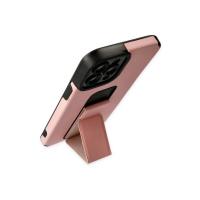 Newface iPhone 12 Pro Max Kılıf Mega Standlı Silikon - Pudra