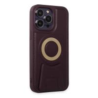 Newface iPhone 14 Pro Kılıf Merkür Magneticsafe Standlı Kapak - Derin Mor