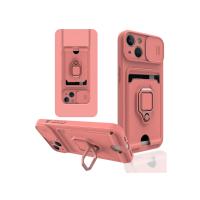 Newface iPhone 14 Kılıf Zuma Kartvizitli Yüzüklü Silikon - Pembe