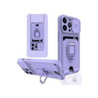 Newface iPhone 14 Pro Kılıf Zuma Kartvizitli Yüzüklü Silikon - Lila