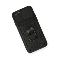 Newface iPhone 6 Kılıf Pars Lens Yüzüklü Silikon - Siyah