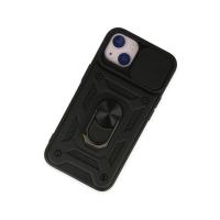 Newface iPhone 14 Kılıf Pars Lens Yüzüklü Silikon - Siyah