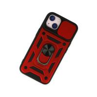 Newface iPhone 14 Kılıf Pars Lens Yüzüklü Silikon - Kırmızı