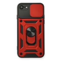 Newface iPhone 7 Kılıf Pars Lens Yüzüklü Silikon - Kırmızı