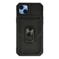 Newface iPhone 14 Plus Kılıf Pars Lens Yüzüklü Silikon - Siyah