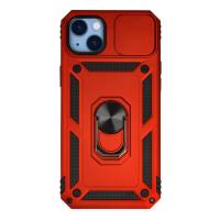 Newface iPhone 14 Plus Kılıf Pars Lens Yüzüklü Silikon - Kırmızı