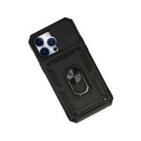 Newface iPhone 14 Pro Kılıf Pars Lens Yüzüklü Silikon - Siyah