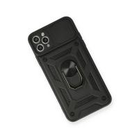 Newface iPhone 11 Pro Kılıf Pars Lens Yüzüklü Silikon - Siyah