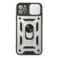 Newface iPhone 11 Pro Kılıf Pars Lens Yüzüklü Silikon - Gümüş