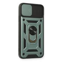 Newface iPhone 11 Pro Max Kılıf Pars Lens Yüzüklü Silikon - Yeşil