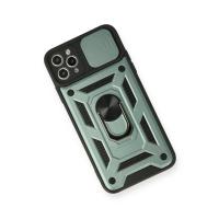 Newface iPhone 11 Pro Max Kılıf Pars Lens Yüzüklü Silikon - Yeşil