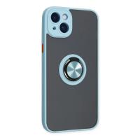 Newface iPhone 14 Kılıf Montreal Yüzüklü Silikon Kapak - Buz Mavi