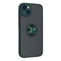 Newface iPhone 14 Kılıf Montreal Yüzüklü Silikon Kapak - Yeşil