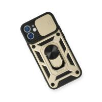 Newface iPhone 12 Kılıf Pars Lens Yüzüklü Silikon - Gold