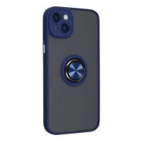 Newface iPhone 14 Kılıf Montreal Yüzüklü Silikon Kapak - Lacivert