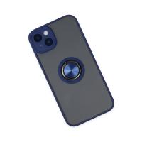 Newface iPhone 14 Kılıf Montreal Yüzüklü Silikon Kapak - Lacivert