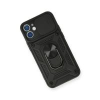 Newface iPhone 12 Mini Kılıf Pars Lens Yüzüklü Silikon - Siyah