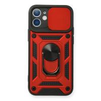 Newface iPhone 12 Mini Kılıf Pars Lens Yüzüklü Silikon - Kırmızı