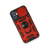 Newface iPhone 12 Mini Kılıf Pars Lens Yüzüklü Silikon - Kırmızı