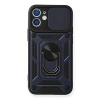 Newface iPhone 12 Mini Kılıf Pars Lens Yüzüklü Silikon - Lacivert