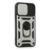 Newface iPhone 12 Mini Kılıf Pars Lens Yüzüklü Silikon - Gümüş