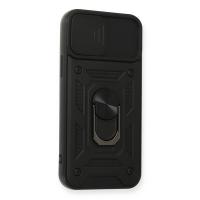 Newface iPhone 12 Pro Kılıf Pars Lens Yüzüklü Silikon - Siyah