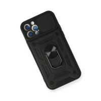 Newface iPhone 12 Pro Kılıf Pars Lens Yüzüklü Silikon - Siyah