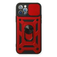 Newface iPhone 12 Pro Kılıf Pars Lens Yüzüklü Silikon - Kırmızı