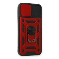 Newface iPhone 12 Pro Kılıf Pars Lens Yüzüklü Silikon - Kırmızı